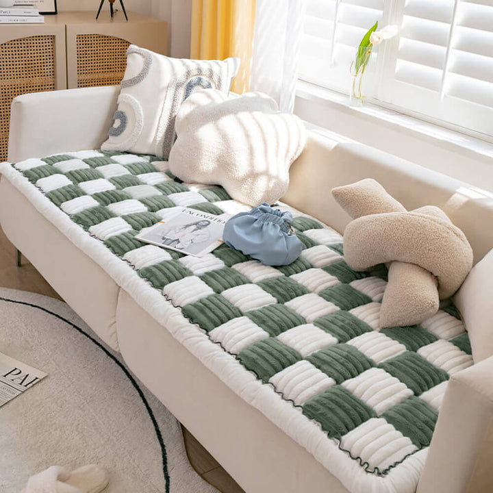Durable pet furniture protector, chenille fabric for long-lasting use by dogs & cats