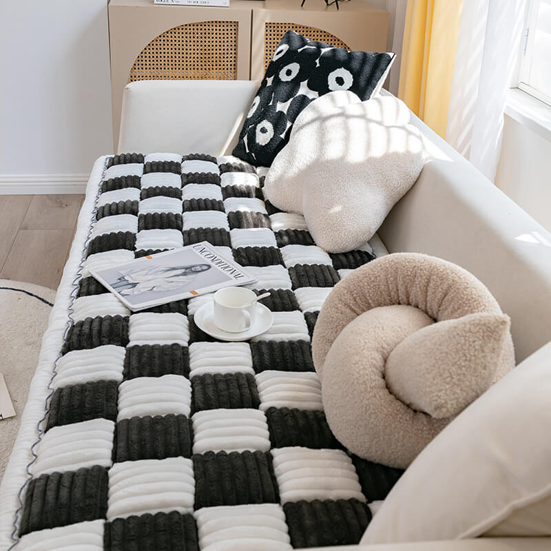 Full view of a pet sofa protector on a three-seater couch, functional & stylish