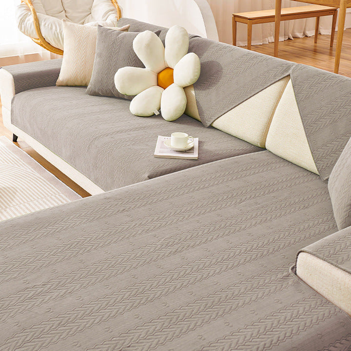 Stylish home decor chenille sofa protector, non-slip with delicate wheat ear design