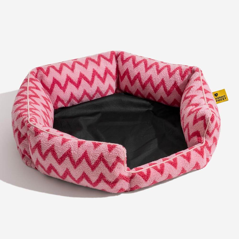 Comfortable chevron pet bed, durable construction for large dogs.