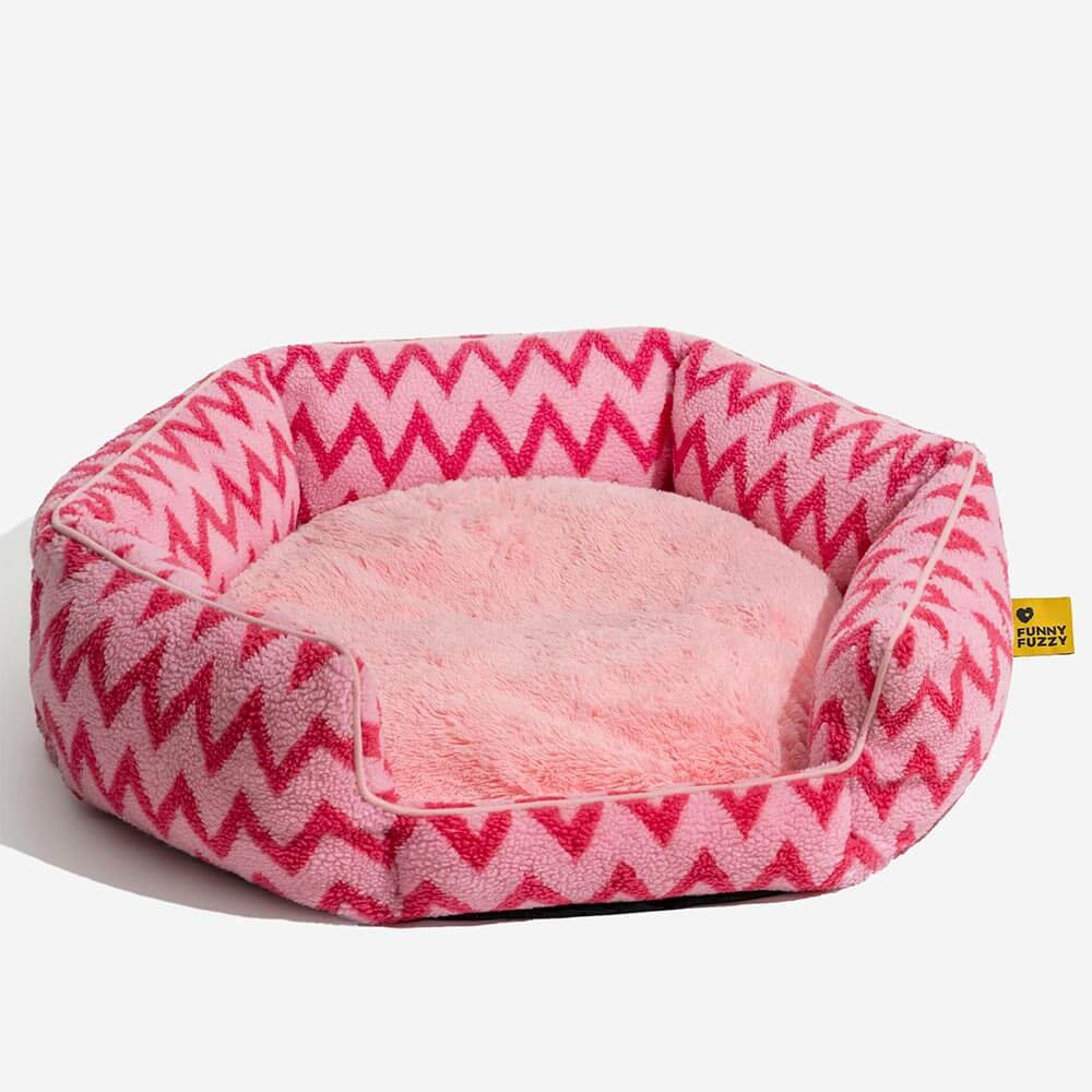Cozy and soft chevron dog bed, perfect for medium to large pets to relax.