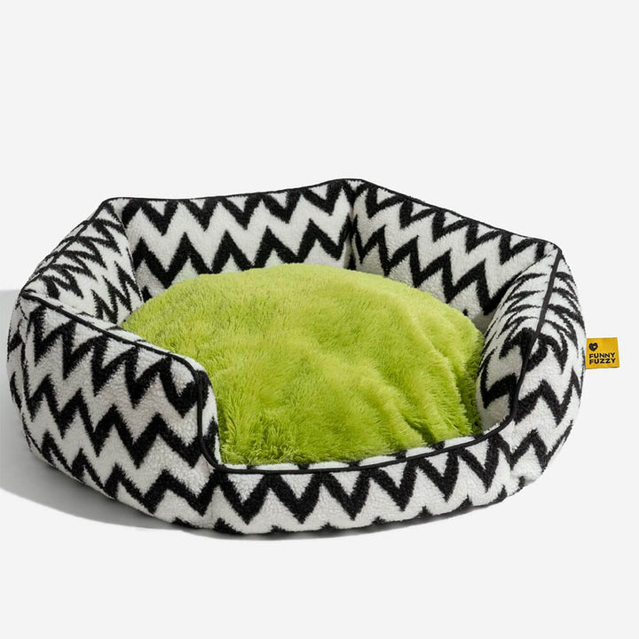 Washable chevron dog bed for large dogs, ensuring hygiene and comfort.