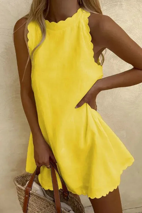 Sophisticated women's mini dress, tailored for an elegant and chic appearance.