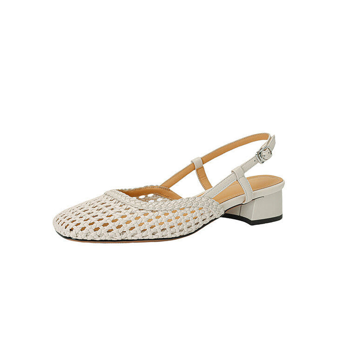 Women's braided slingback block heel sandals. Comfortable, chic, and versatile summer footwear for any occasion.