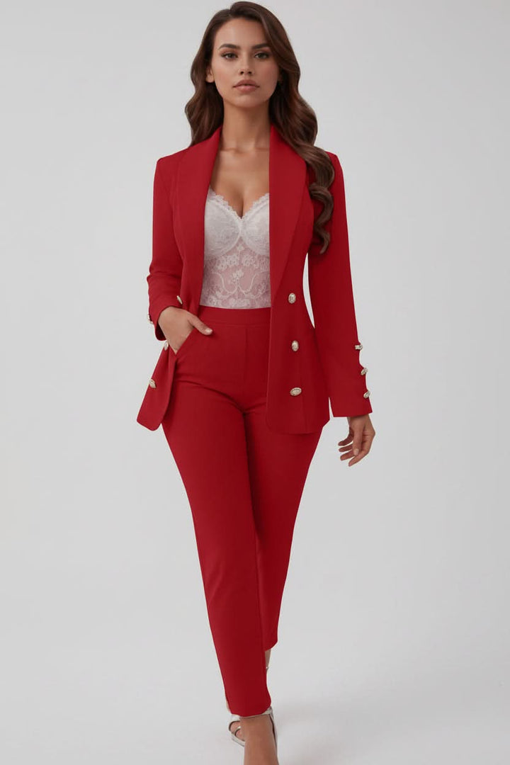 Elegant women's cami top with straight-leg trousers. A modern coordinated pants set perfect for chic style.