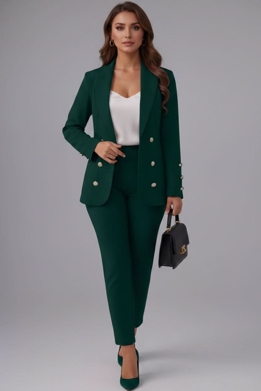 Chic women's two-piece cami pants set. Straight-leg trousers & cami top, ideal for office, business casual, or travel.