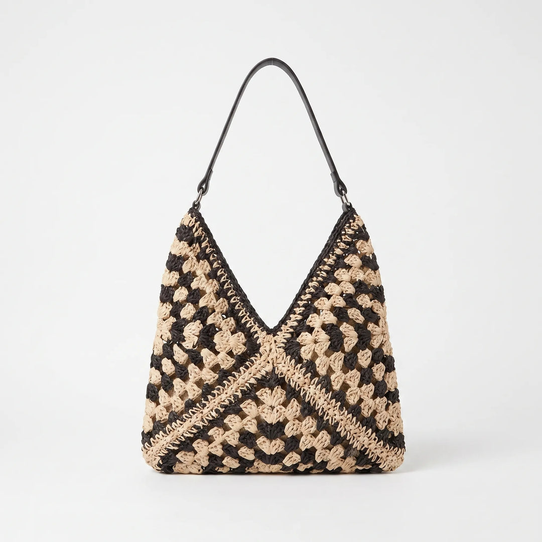 Stylish women's large casual tote bag. Ideal open top shoulder bag for travel, summer, or daily women's accessories.