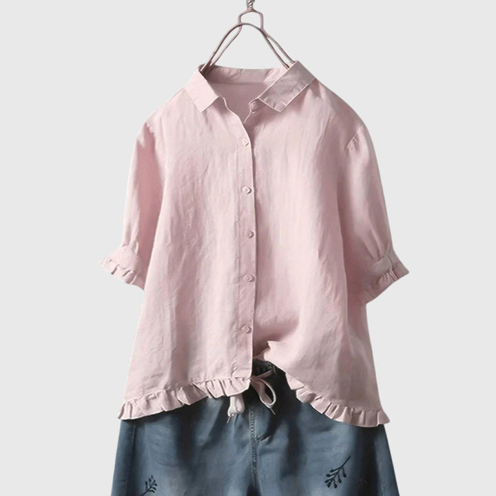 Comfortable women's long-sleeve shirt, ideal for casual wear. Stylish and versatile everyday top for an elegant look.