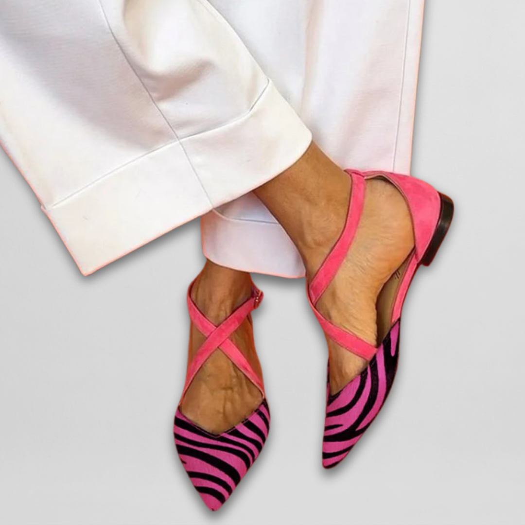 Elegant women's fashion flats with sophisticated strappy design. Versatile ballerinas for chic footwear.