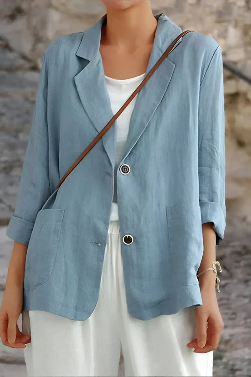 Luxe tailored women's blazer with a stylish open back design, ideal for professional settings, modern style & summer fashion.