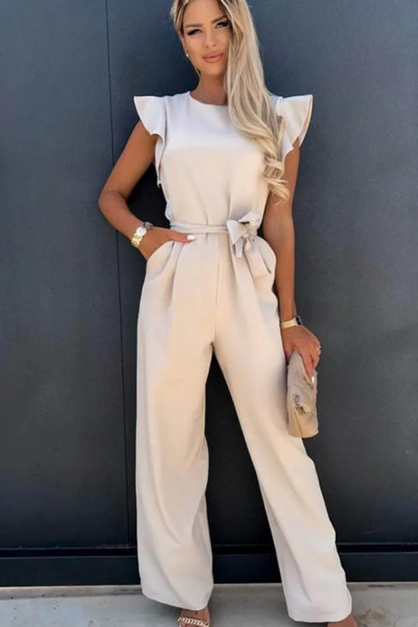 Elegant women's open-back jumpsuit in a high-waist design, ideal for spring & summer style.