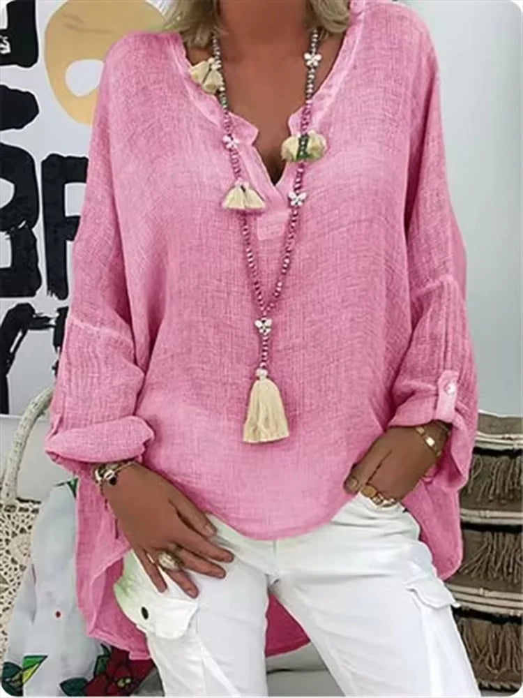 Versatile women's flowy tunic, ideal for casual elegant summer fashion or a beach cover-up.
