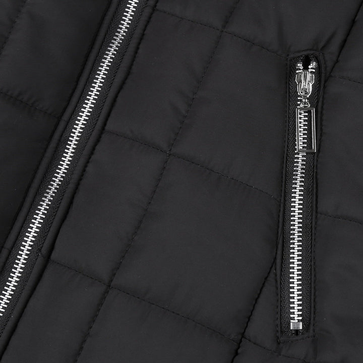 Stylish women's padded Mila coat, a warm long-sleeve outerwear piece for winter. Chic and practical fall jacket.