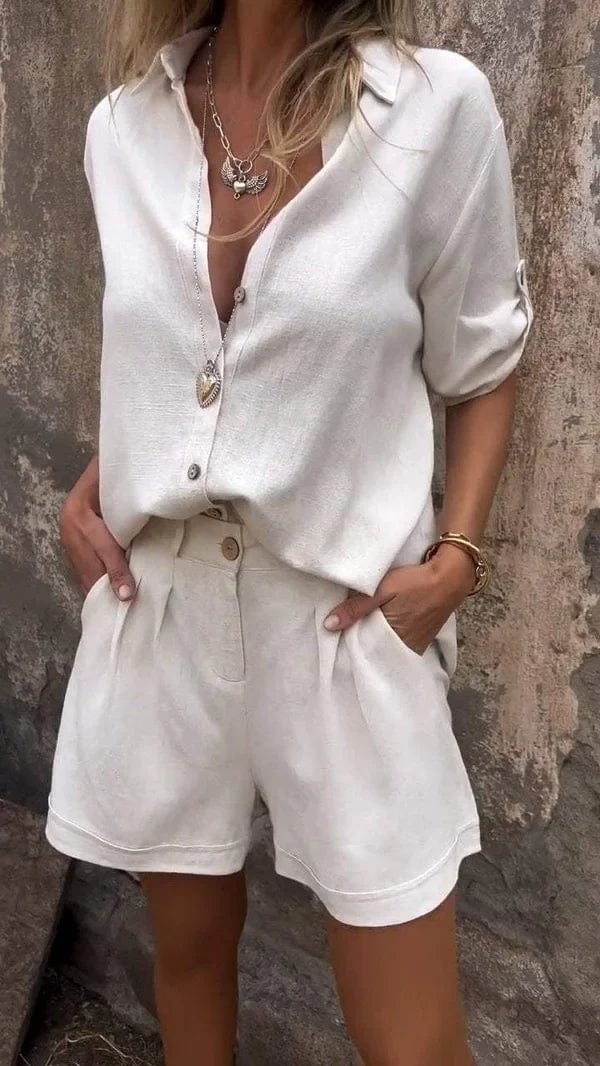 Effortless women's summer two-piece set. Relaxed fit for casual wear, spring fashion & comfortable style.
