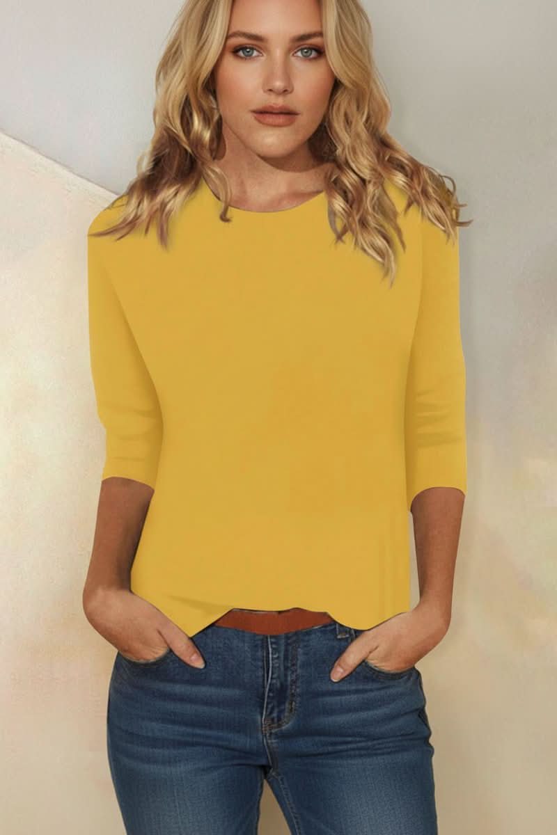 Elegant three quarter sleeve top for women, a versatile piece for modern fashion.