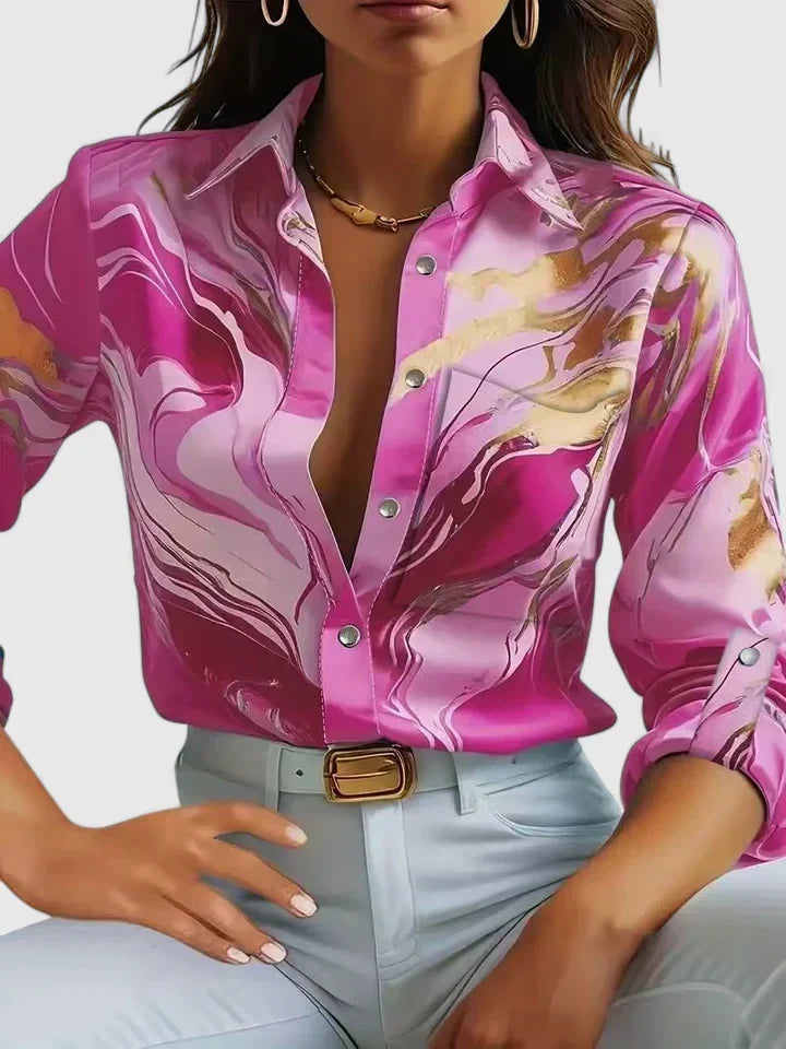 Stylish women's long-sleeve blouse, an elegant & comfortable top perfect for versatile fashion & office looks.
