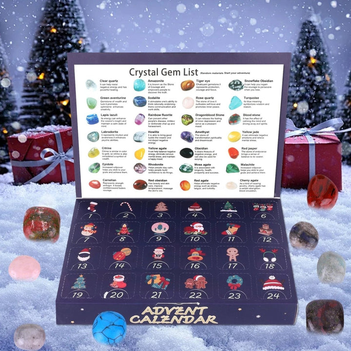 Complete set of Children's Gemstone Advent Calendar: 24 days of mineral excavation, science kit, & holiday gift.