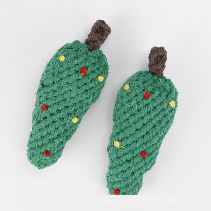 Christmas dog chew toys: durable rope bone, squeaky Santa, and reindeer for active play and cleaning