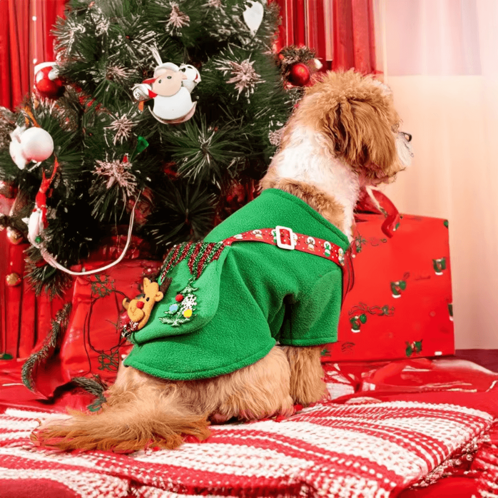 Pet dress with elk design for dogs, perfect Christmas holiday outfit, available for all sizes