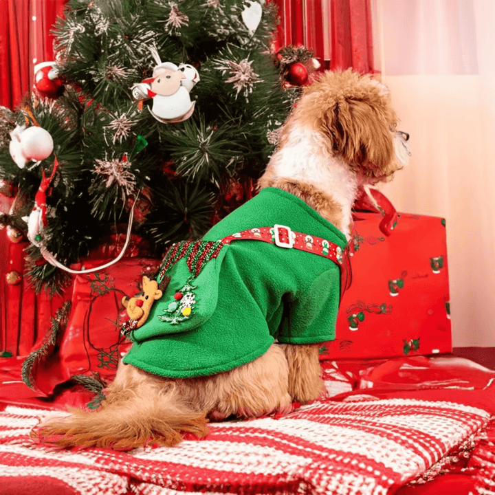 Pet dress with elk design for dogs, perfect Christmas holiday outfit, available for all sizes