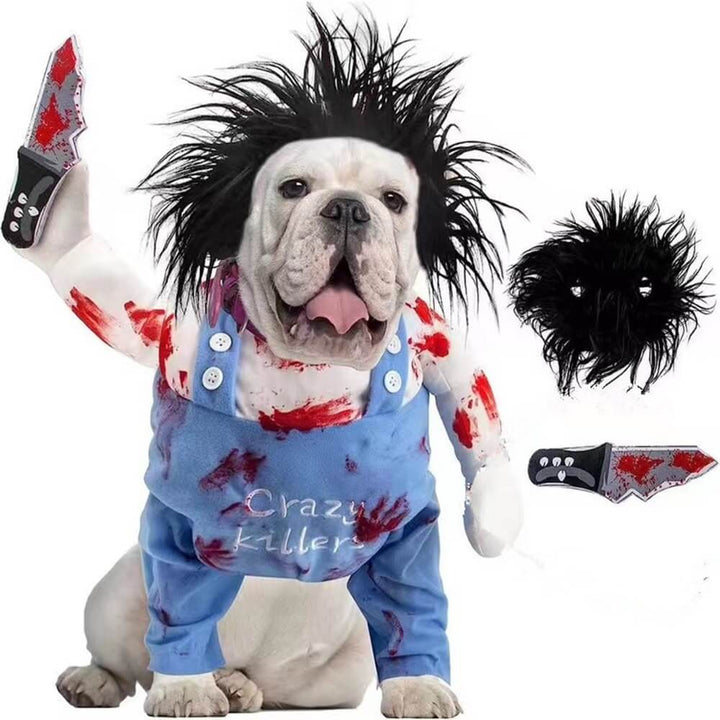 Pet Chucky apparel, iconic horror doll look for dog and cat