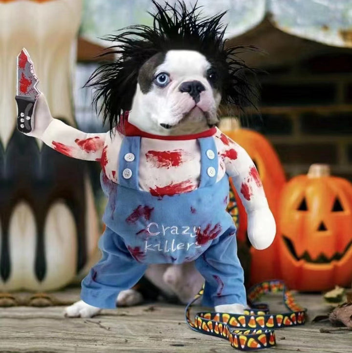 Chucky character pet clothing, high-quality fabric for durability
