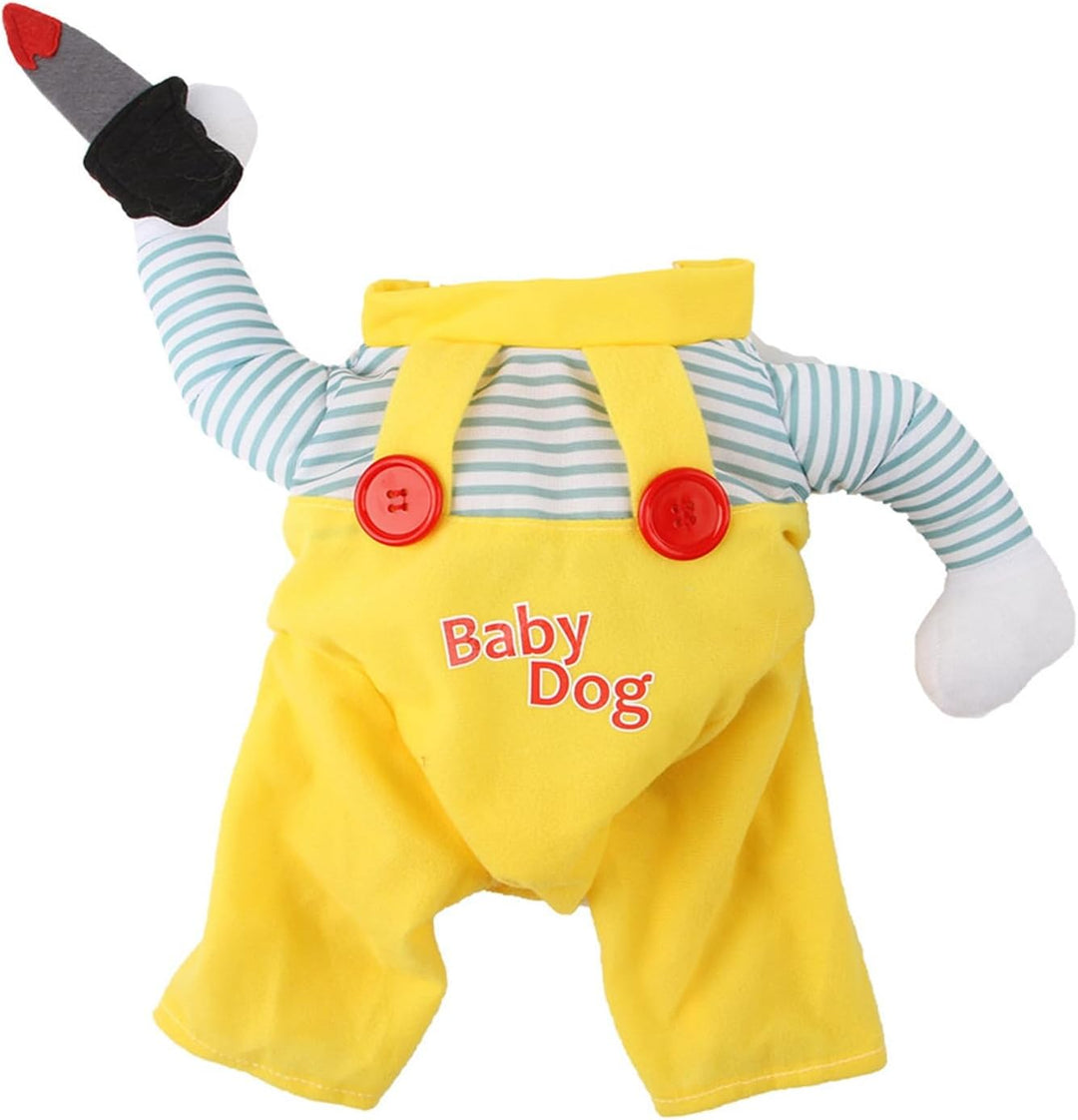 Pet costume: Chucky, red and blue overalls design for dogs and cats