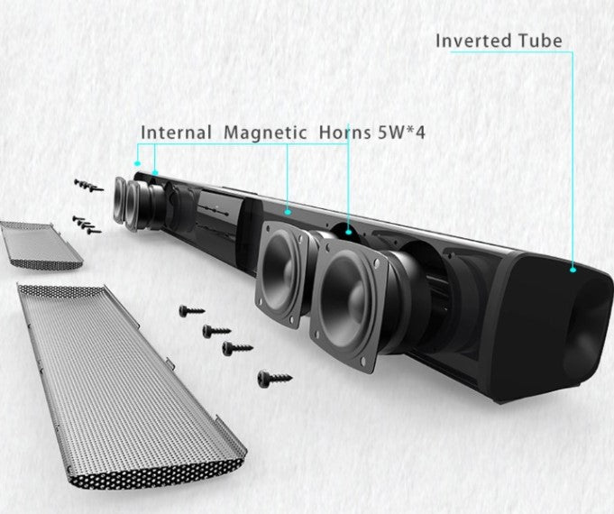 Universal wireless Bluetooth soundbar speaker for seamless home audio, easy setup, and powerful stereo sound.