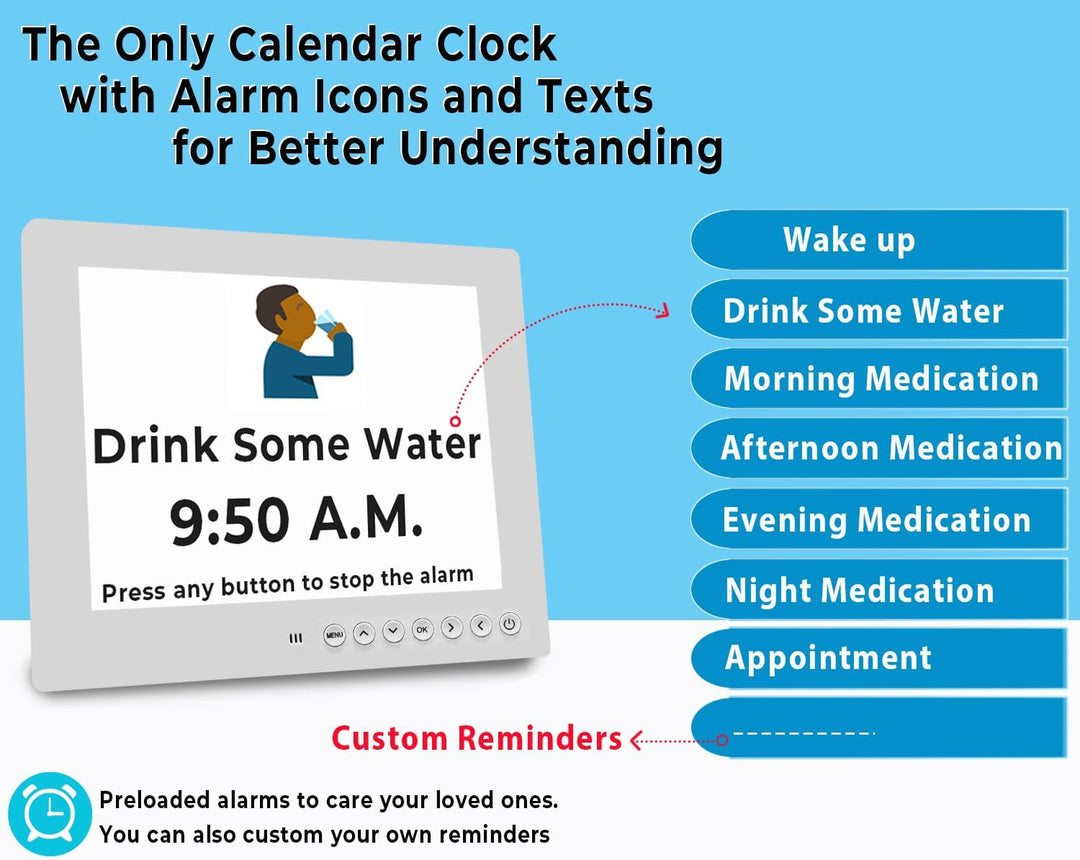Claryon Digital Calendar Day Clock on kitchen counter, a vital home essential for daily reminders & time.