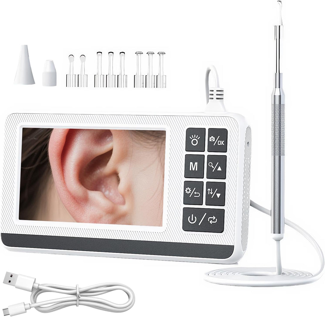 Claryon HD ear cleaning otoscope with camera & 4.3-inch screen for safe home ear hygiene & wellness.