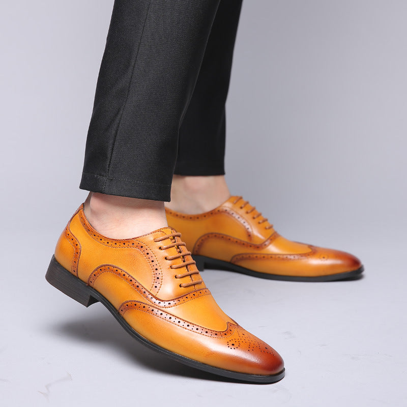 Stylish black Oxford brogue shoes, essential for business meetings & special occasions.