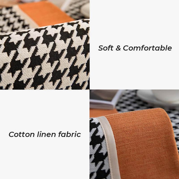 Stylish chenille houndstooth sofa cover, non-slip backing, transforms living room, ideal couch protector.