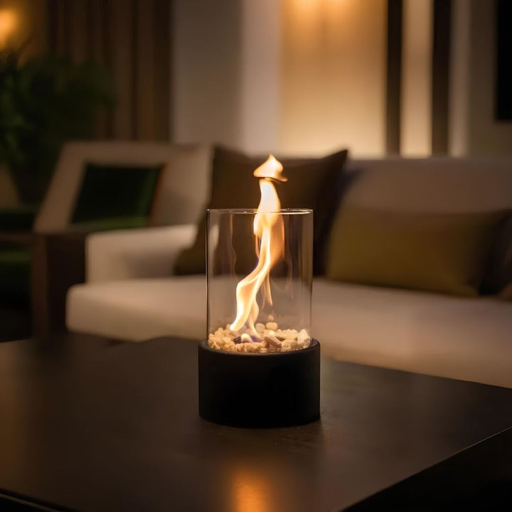 Classic Lumora oil lamp, metal & glass, for warm ambient home lighting.