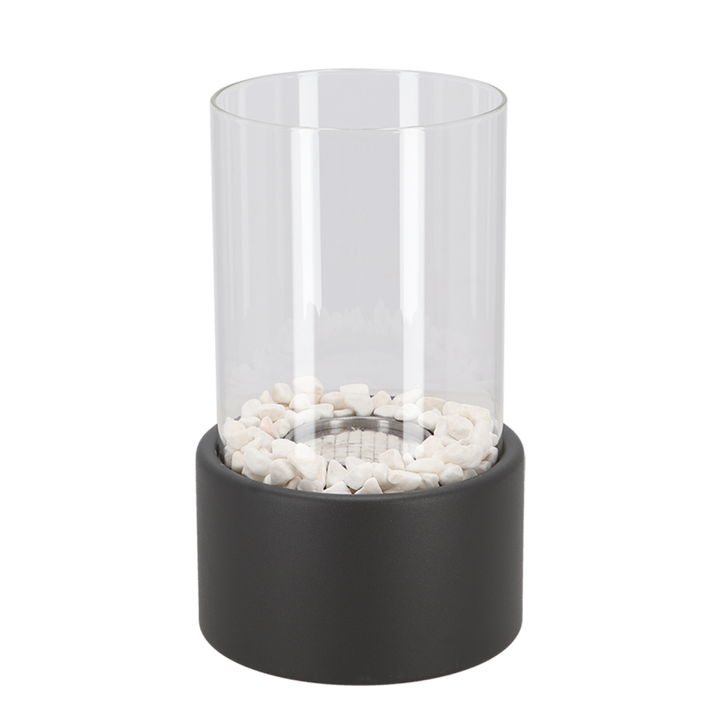 Lumora decorative oil lamp with open flame, a focal point for ambient spaces.