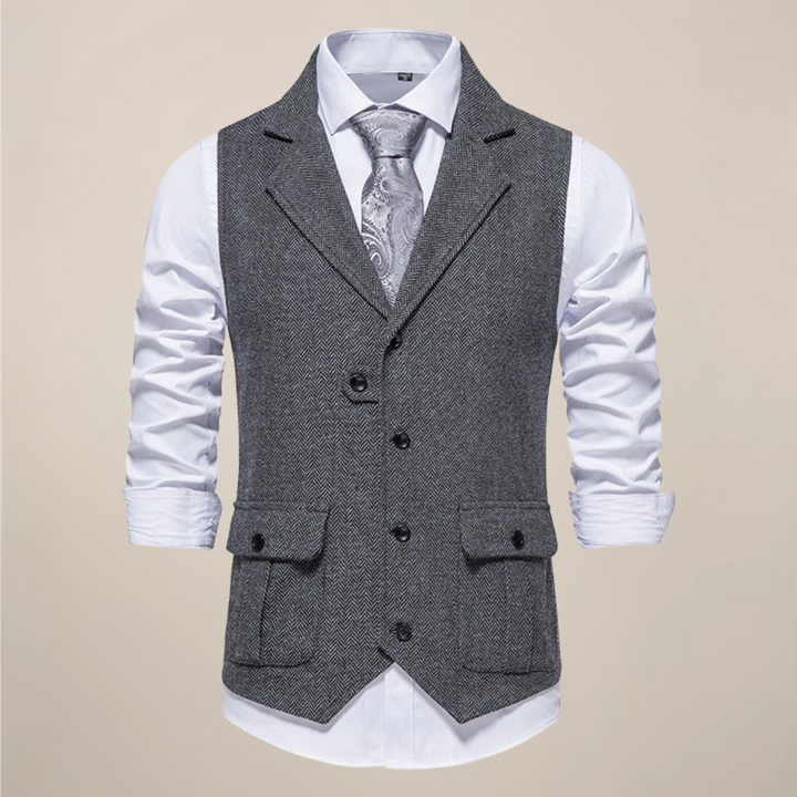 Gentleman's notch lapel waistcoat vest, suitable for weddings, parties, and business attire.