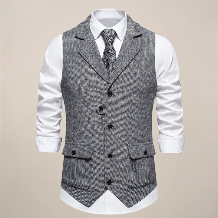 Sophisticated men's waistcoat vest with notch lapels, enhancing any formal or smart casual look.