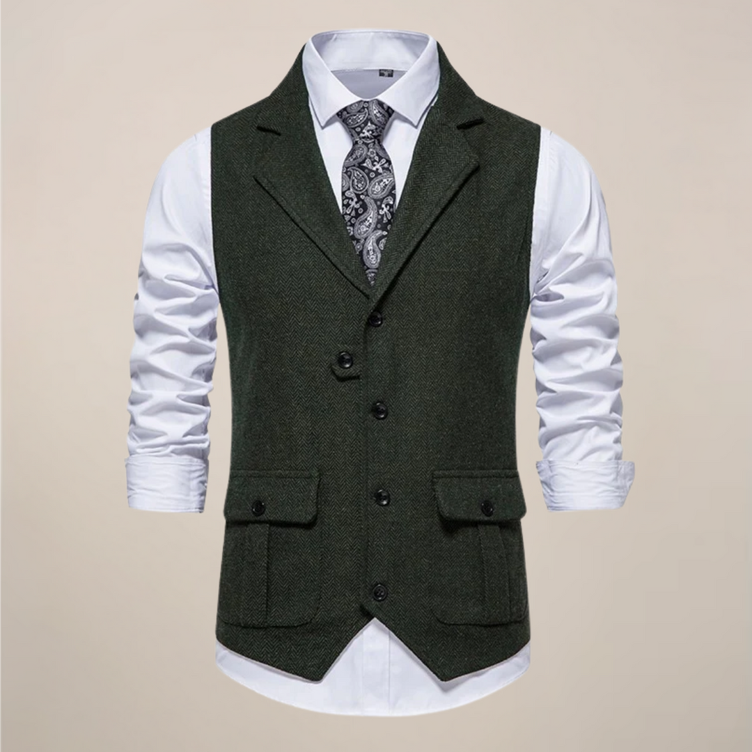 High-quality men's formal waistcoat vest, featuring a stylish notch lapel for occasionwear.