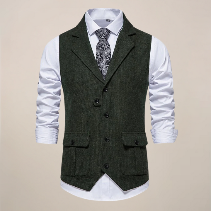 High-quality men's formal waistcoat vest, featuring a stylish notch lapel for occasionwear.
