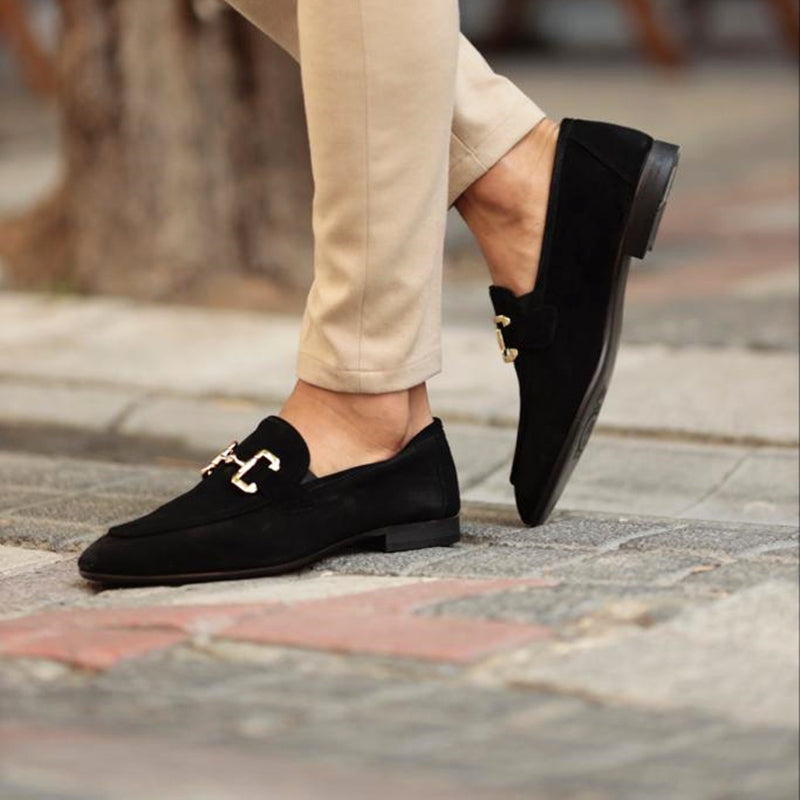 Comfortable men's horsebit slip-on loafers. Classic, versatile footwear with a sleek design, perfect for a polished look.