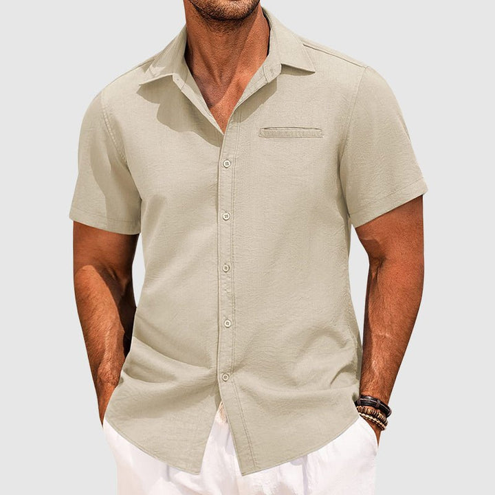 Versatile men's short sleeve button-down shirt. Features a chest pocket, great for summer fashion & comfort.