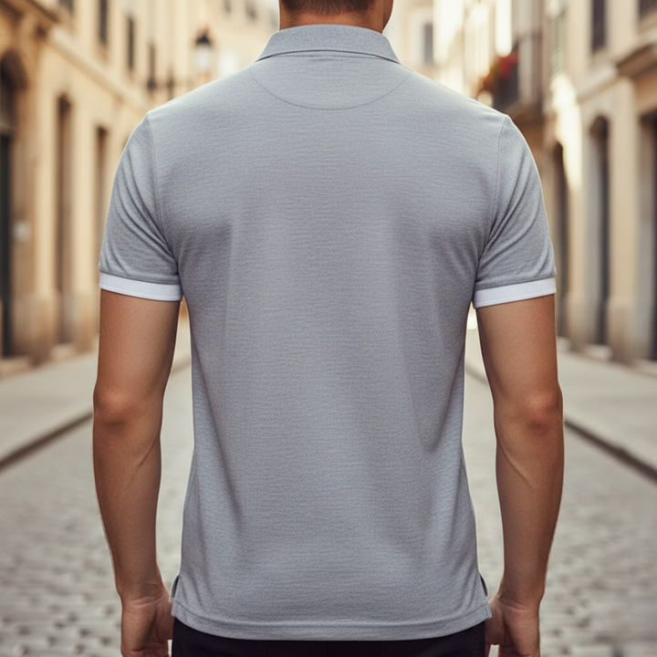 Comfortable men's polo, solid color, ideal for versatile styling & daily use.
