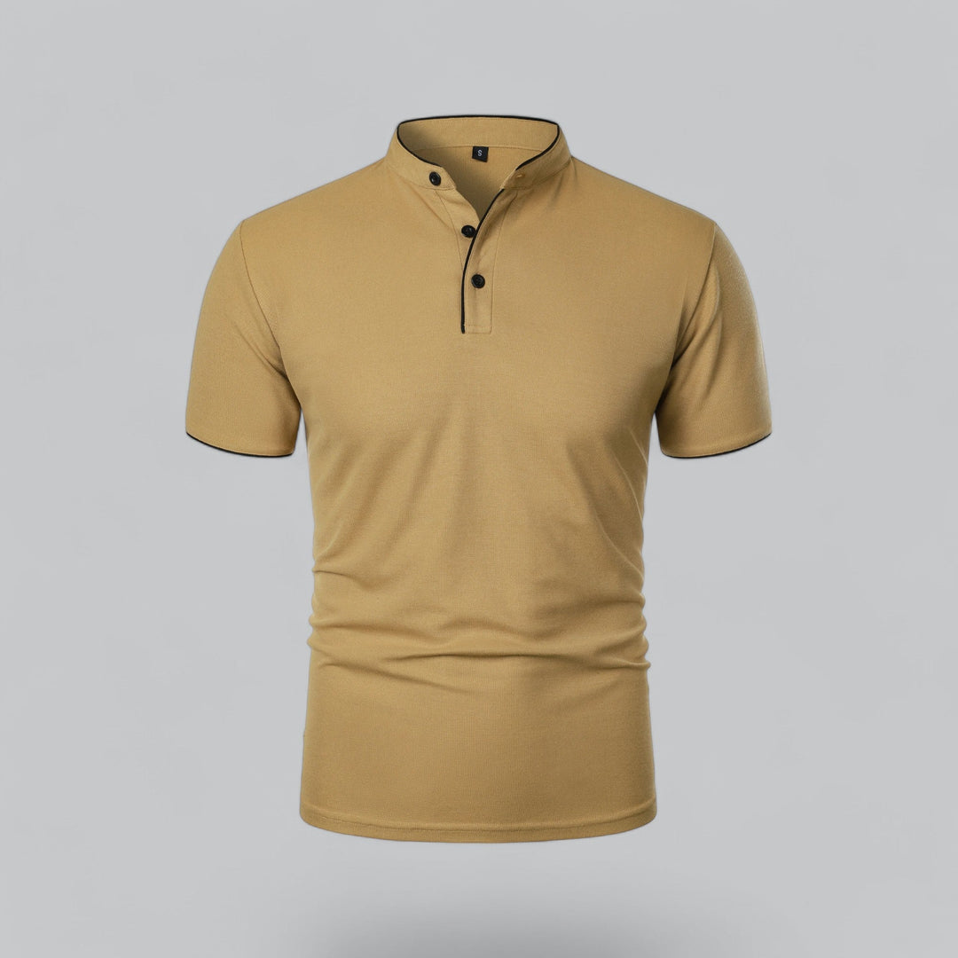 Classic men's short sleeve polo shirt with button collar for casual everyday style.
