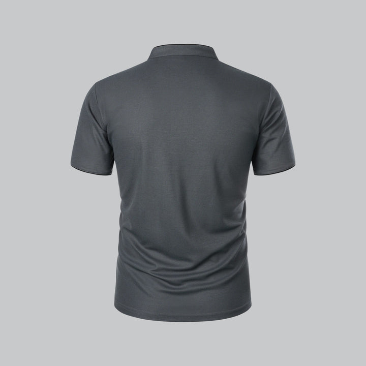 Men's casual short sleeve polo with a classic button-down collar, everyday versatility.