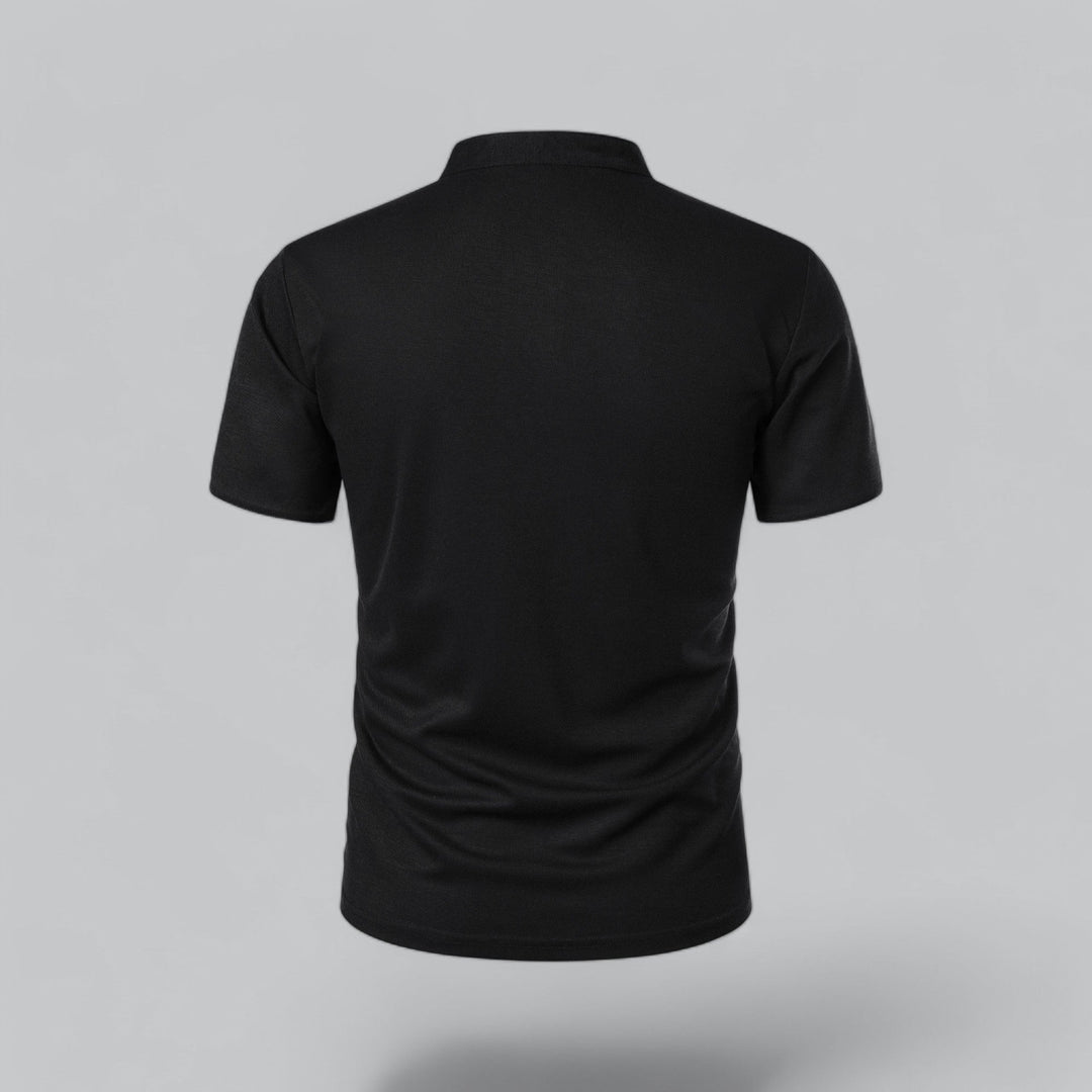 Men's classic button collar polo, short sleeve, ideal for office or weekend casual.