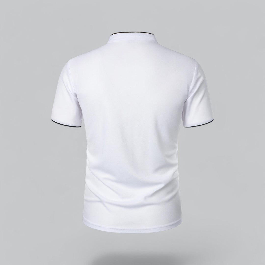 Men's timeless short sleeve polo shirt with a button collar for a smart casual vibe.