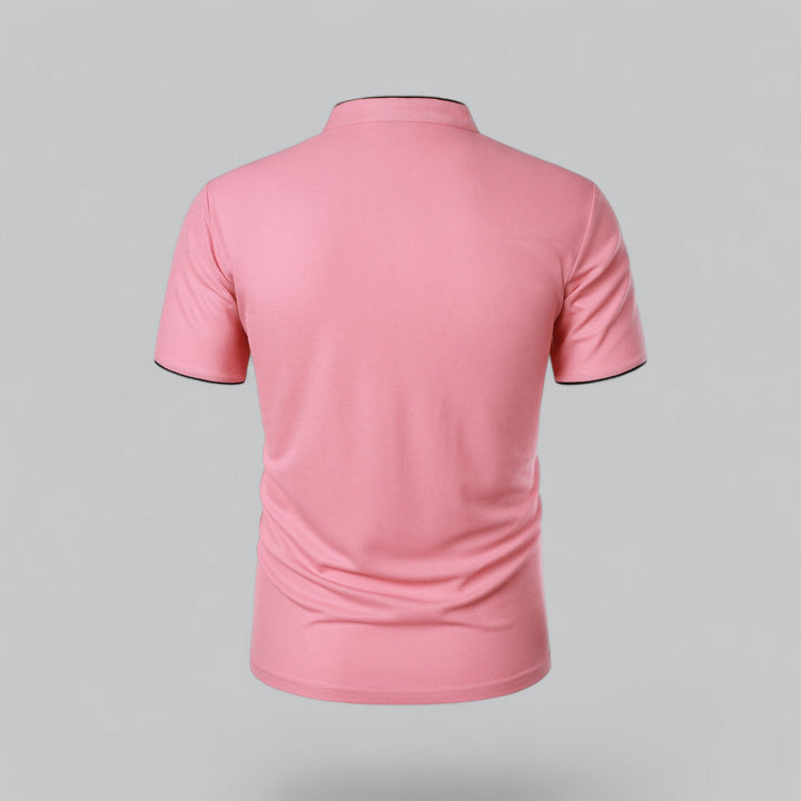 Men's casual everyday short sleeve polo, button collar, a versatile wardrobe staple.