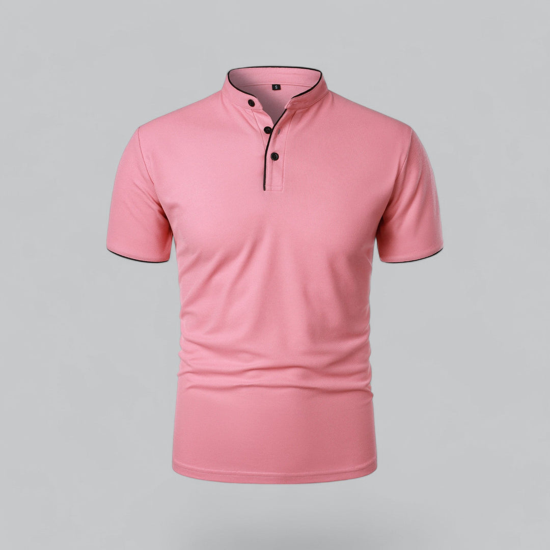 Comfortable men's short sleeve polo, classic button-up collar, great for daily wear.