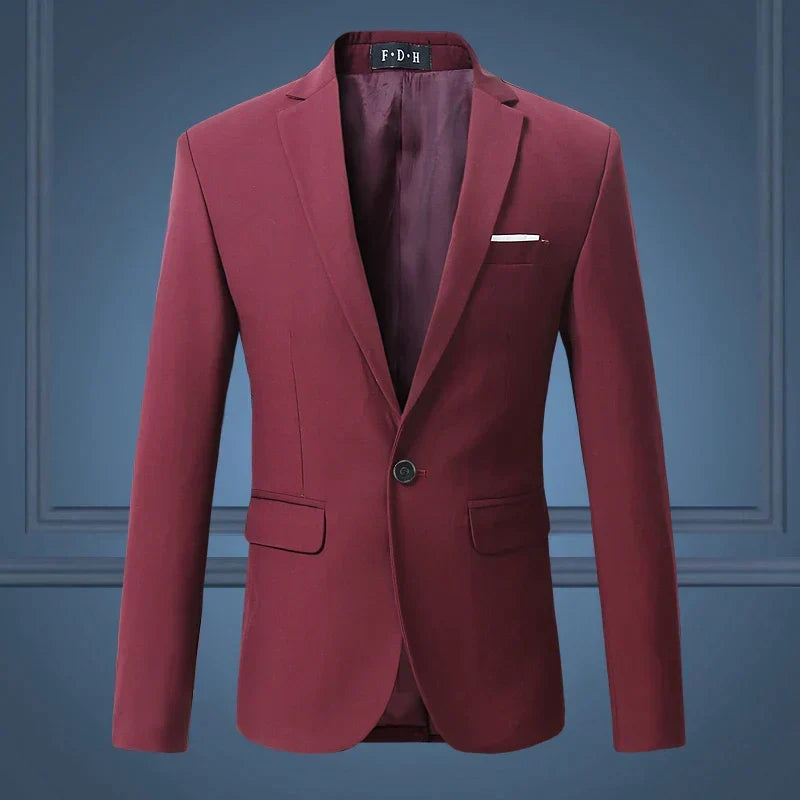 Men's classic single-breasted blazer, a versatile formal jacket for professional wear & stylish occasions.