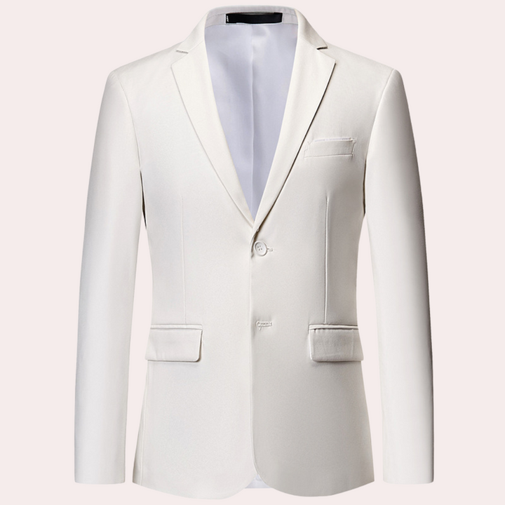 Men's classic tailored slim fit blazer, exuding a professional and smart attire for any event.
