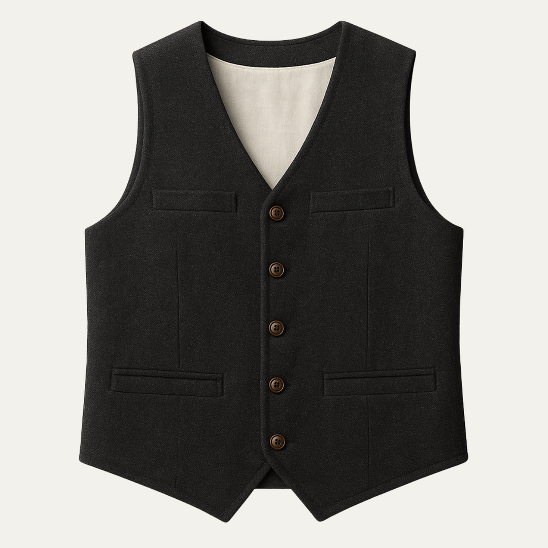 Classic men's tailored waistcoat, a smart button-up vest for formal business attire.